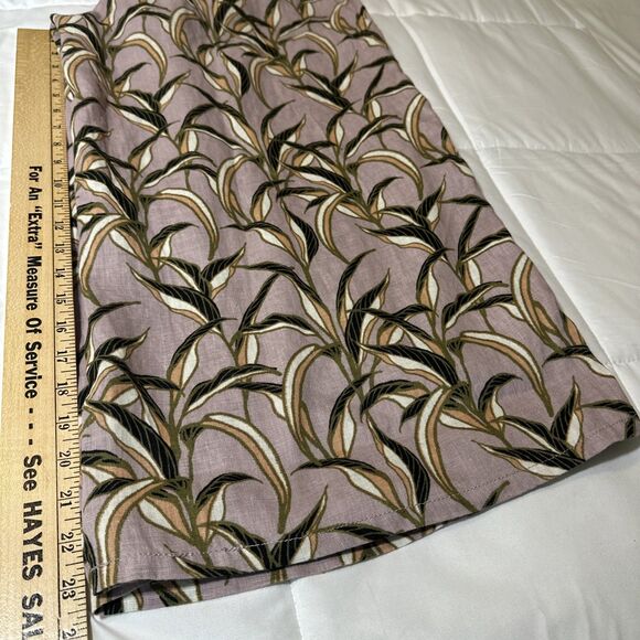 Tahari 100% Linen Wide Leg Cropped Pants XL Floral Pull On High Waist Purple - Picture 8 of 9